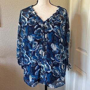 NYDJ Blue Floral Blouse with Cami Colorful Size M 2 Piece